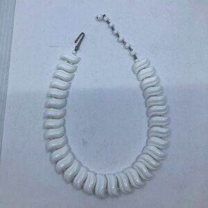 Vtg 1950 Japan rockabilly  milk glass white necklace